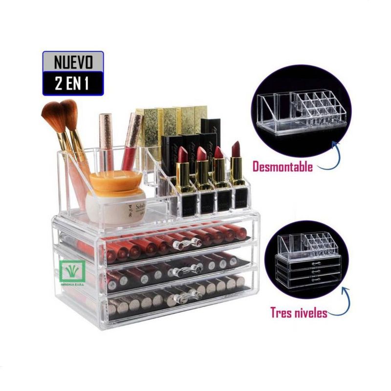 GENERICO - Organizador de maquillaje 2 en 1 de 4 Cajones