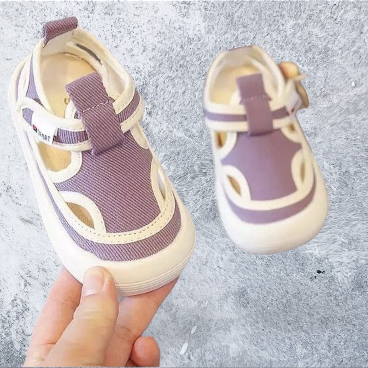 GENERICO - Zapatillas de Niña Hermosas de Tela Unisex Velcro Lila