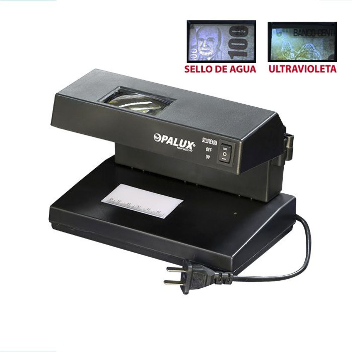 OPALUX - Detector de billetes falsos con luz UV 9w sello de agua lupa 220v OPALUX
