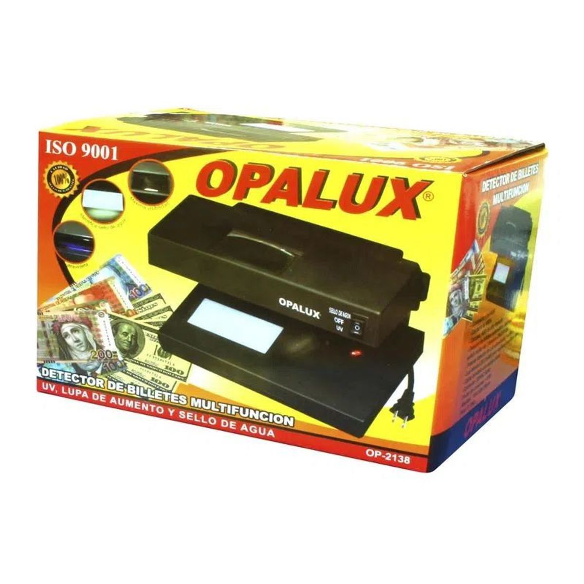 OPALUX - Detector de billetes falsos con luz UV 9w sello de agua lupa 220v OPALUX