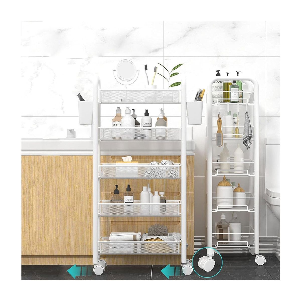 GENERICO - Estante Multiuso Carrito Organizador Hogar Cocina Dormitorio Blanco 5 Niveles