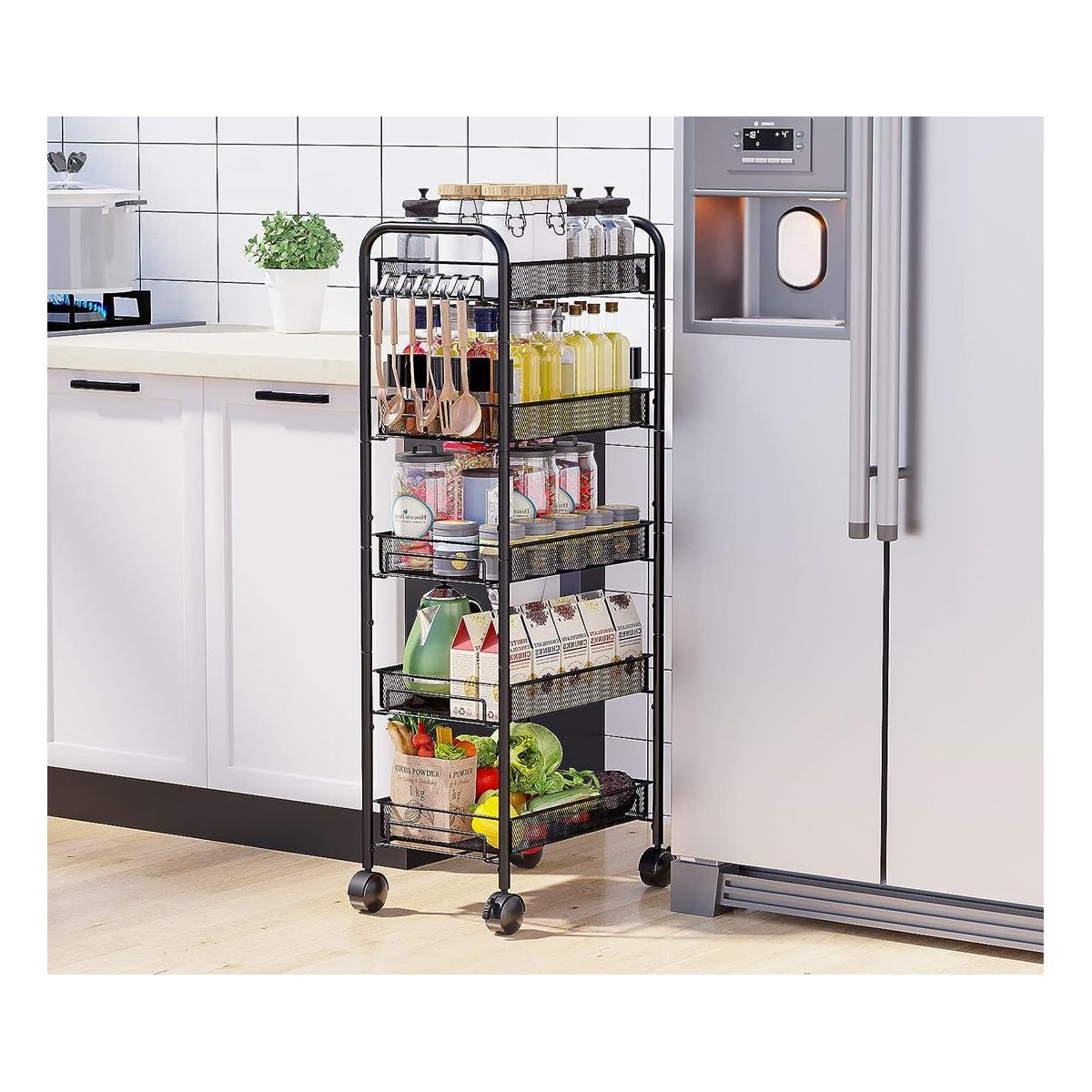 GENERICO - Estante Multiuso Carrito Organizador Hogar Cocina Dormitorio Negro 5 N