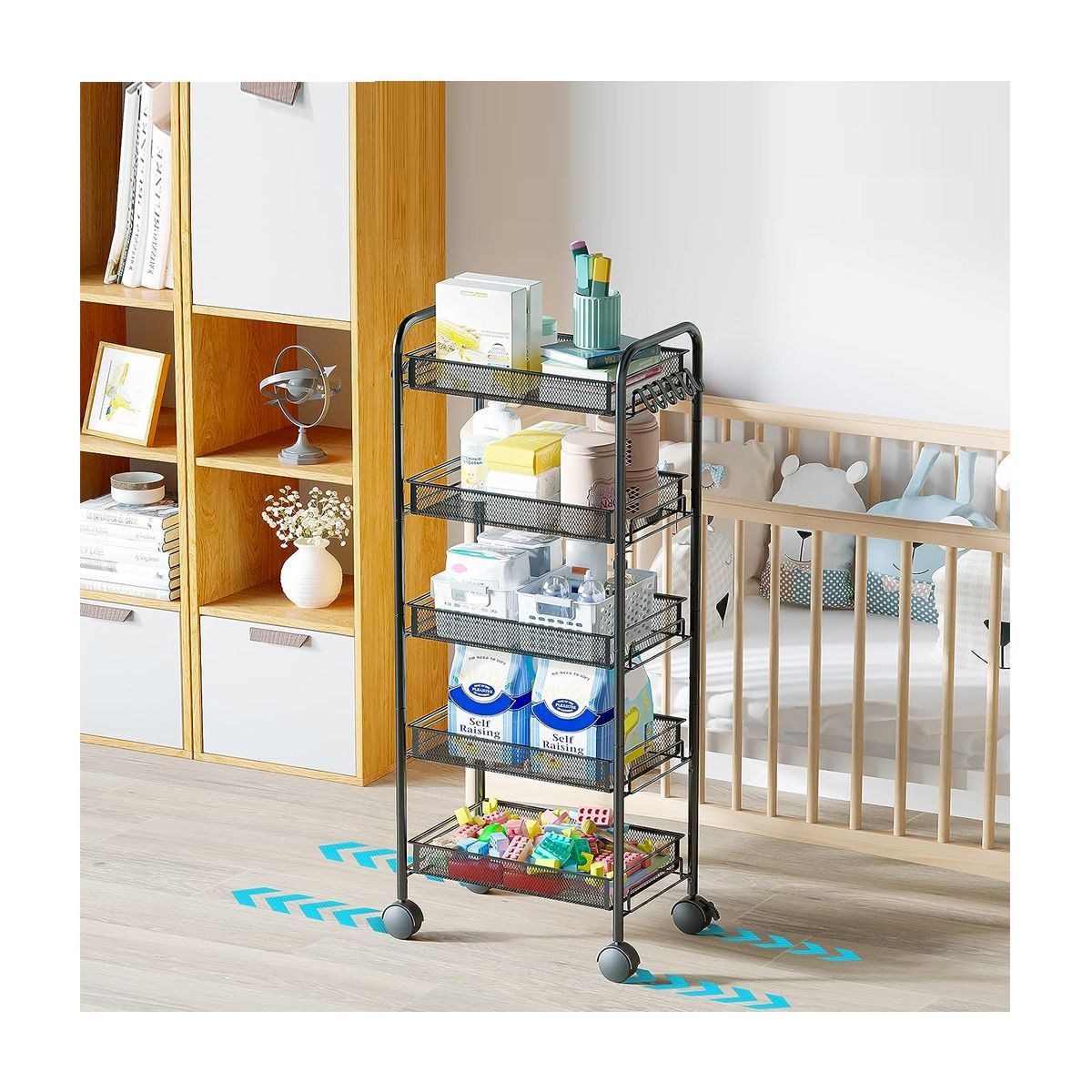 GENERICO - Estante Multiuso Carrito Organizador Hogar Cocina Dormitorio Negro 5 N