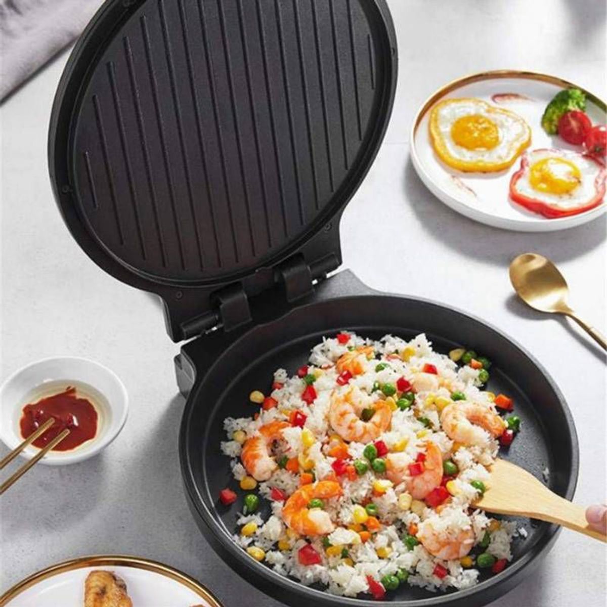 GENERICO - Maquina para Hacer Pizza 3 en 1 Horno Sartén