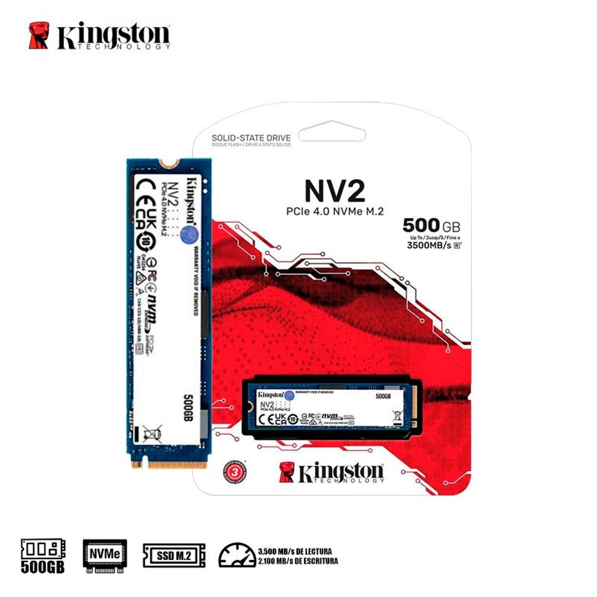 KINGSTON - DISCO SOLIDO 500 GB KINSGTON NV1 M.2 NVME