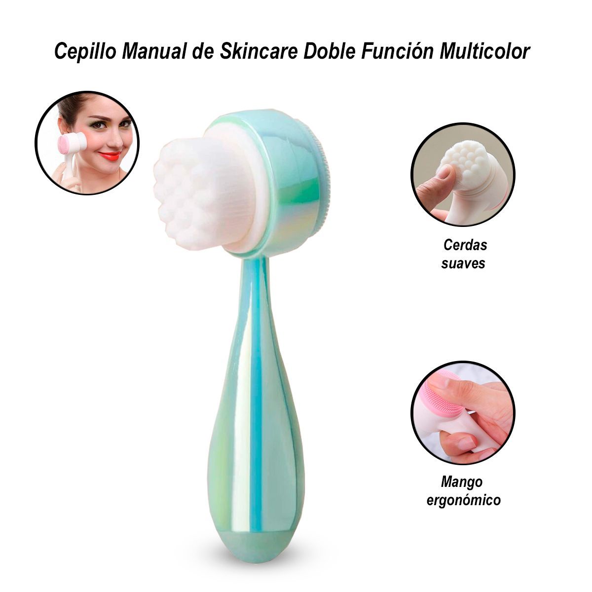 SASARU - Cepillo Manual de Skincare Doble Función Multicolor
