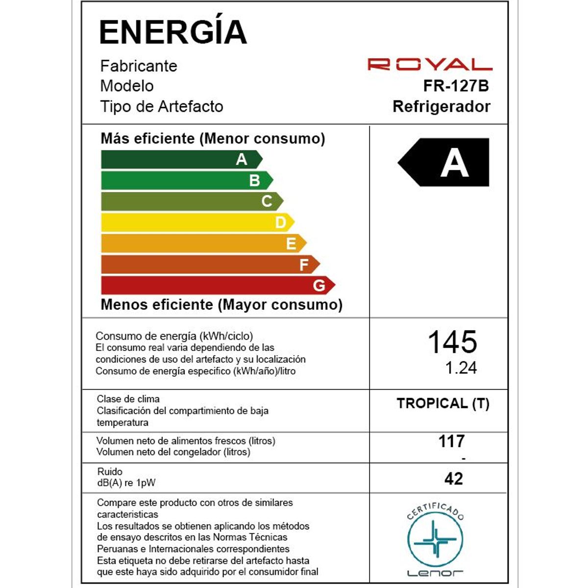 ROYAL - FRIGOBAR 120LT ROYAL FR-127B - SILVER