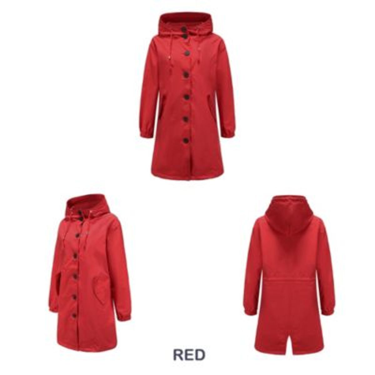 BLWOENS - Chaqueta Cortavientos para mujer abrigo largo informal-Rojo