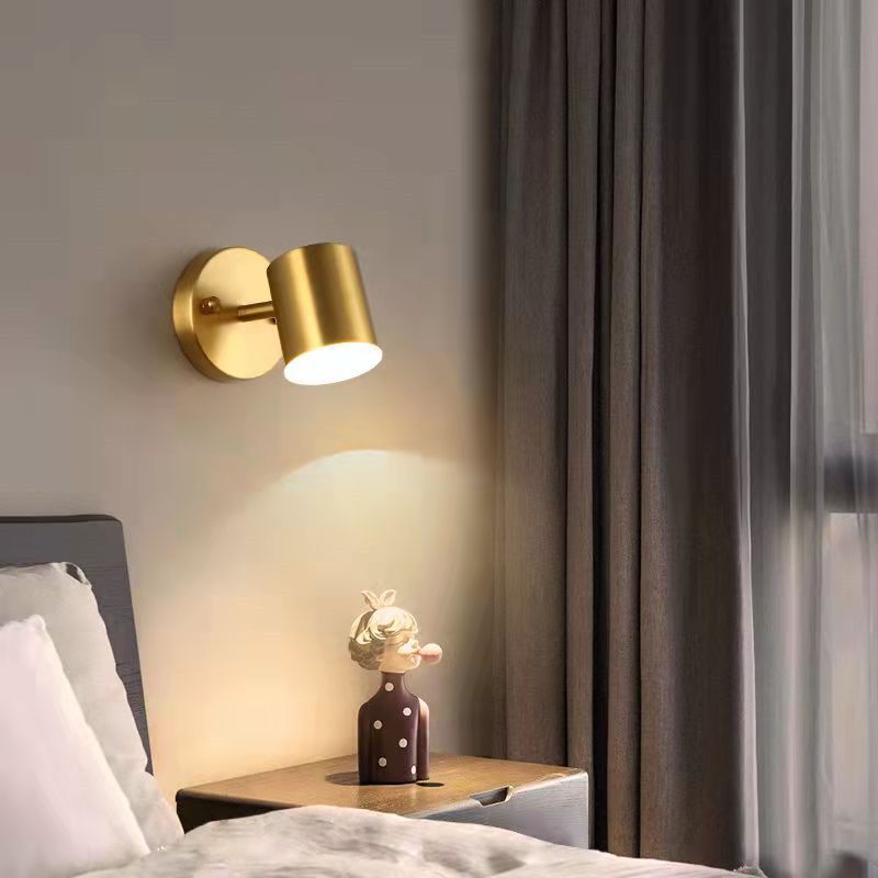 MMDH - Lámpara de pared dorada de dormitorio de lujo con luz moderna cla175A