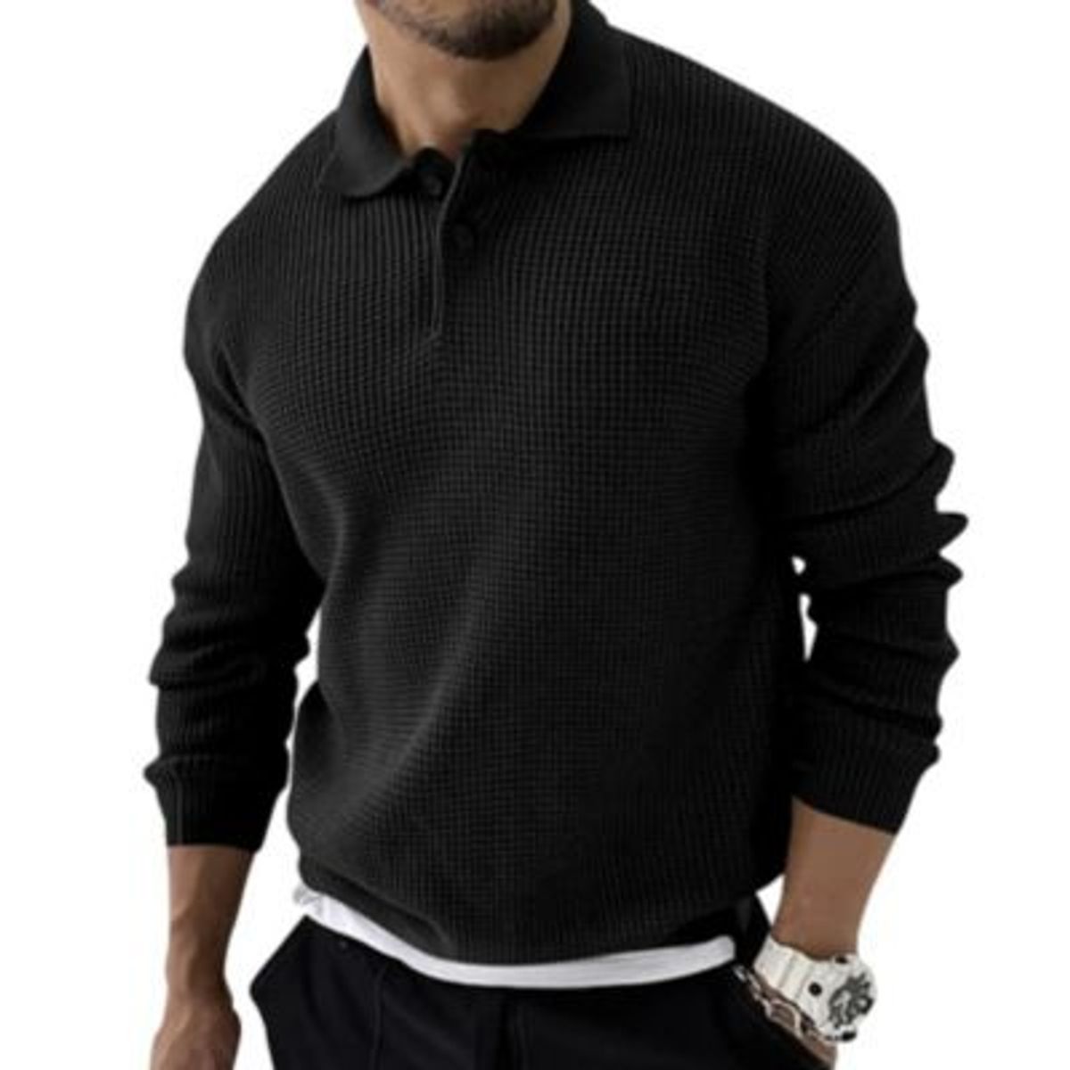 BLWOENS - Suéter casual de moda para hombres - Negro