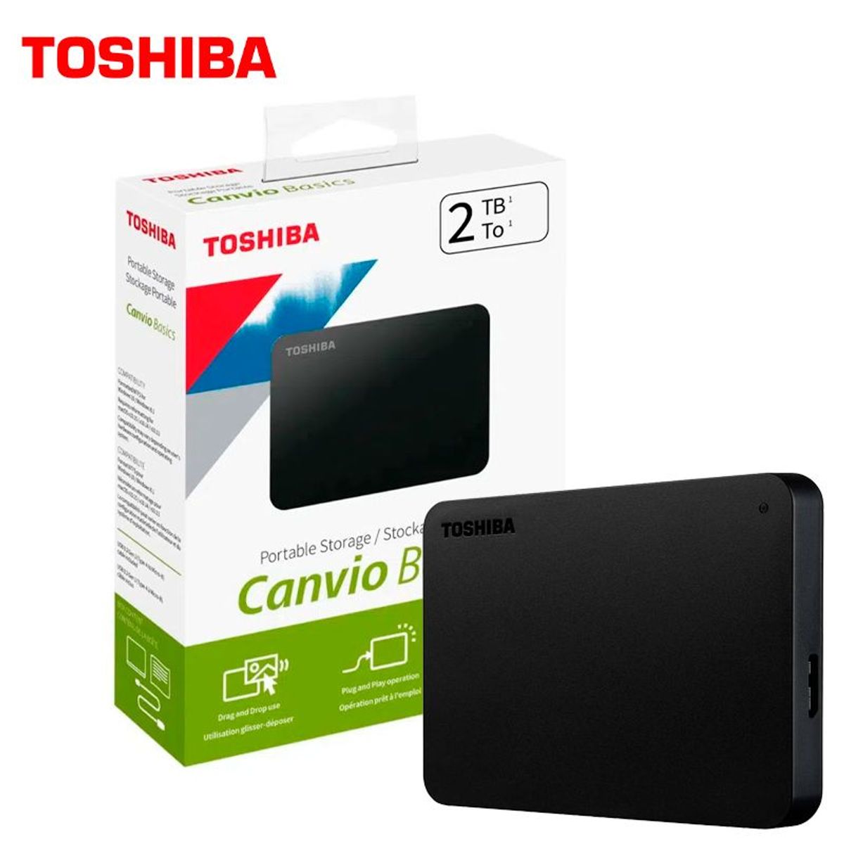 TOSHIBA - Disco duro Externo TOSHIBA 2TB CANVIO BASIC