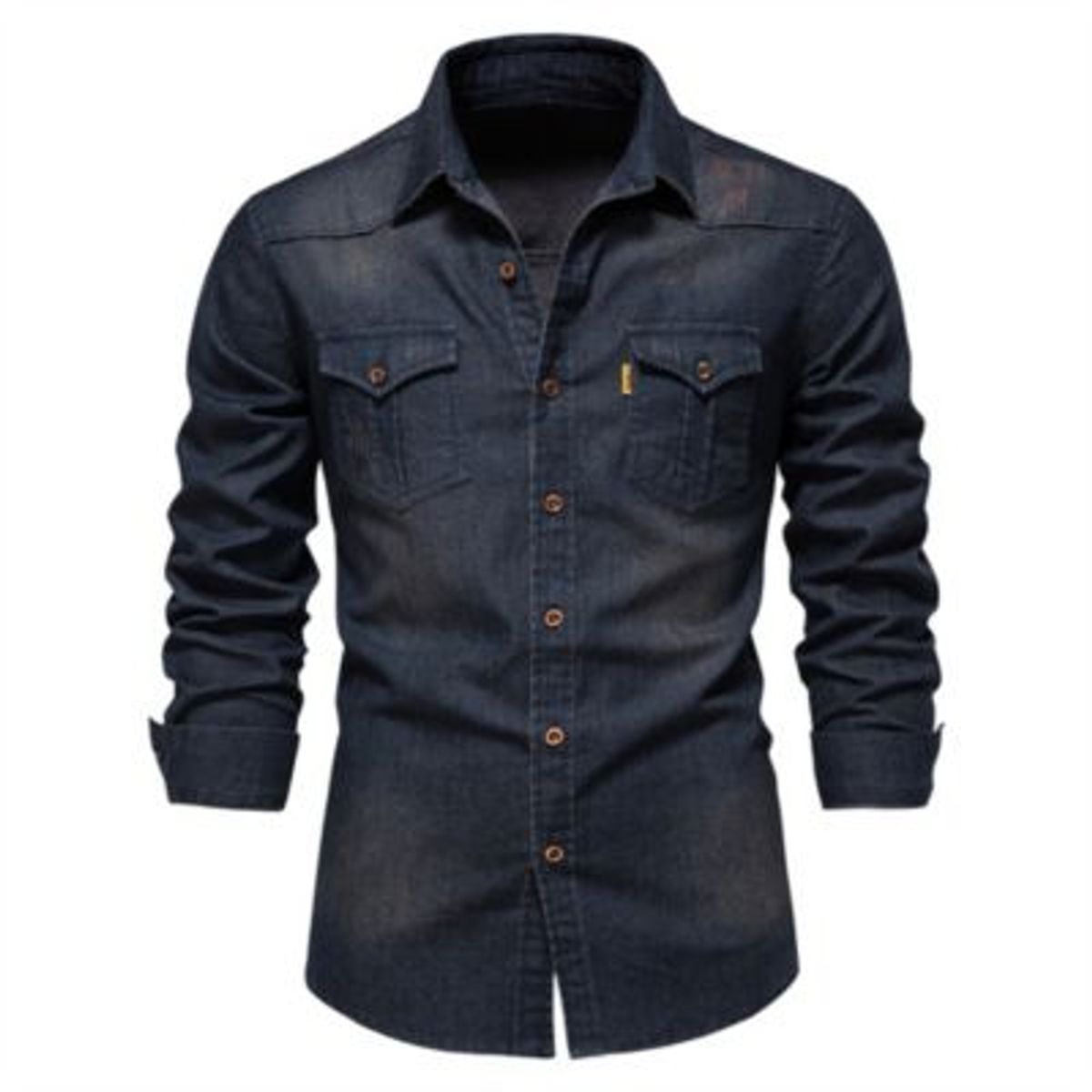 BLWOENS - Camisa vaquera de algodón de manga larga para hombre