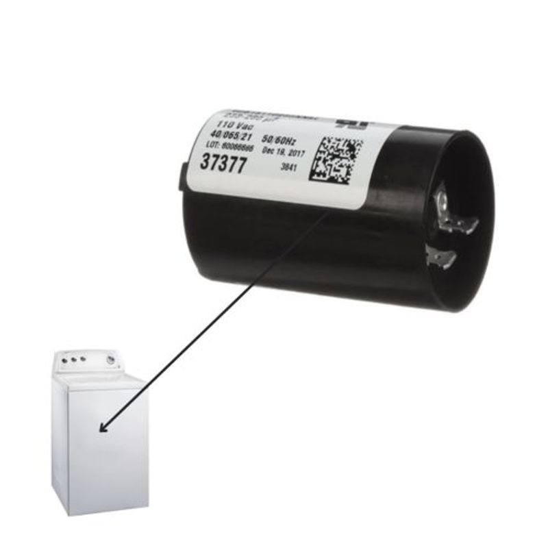 WHIRLPOOL - Capacitor 12 UF negro para lavadora Whirlpool