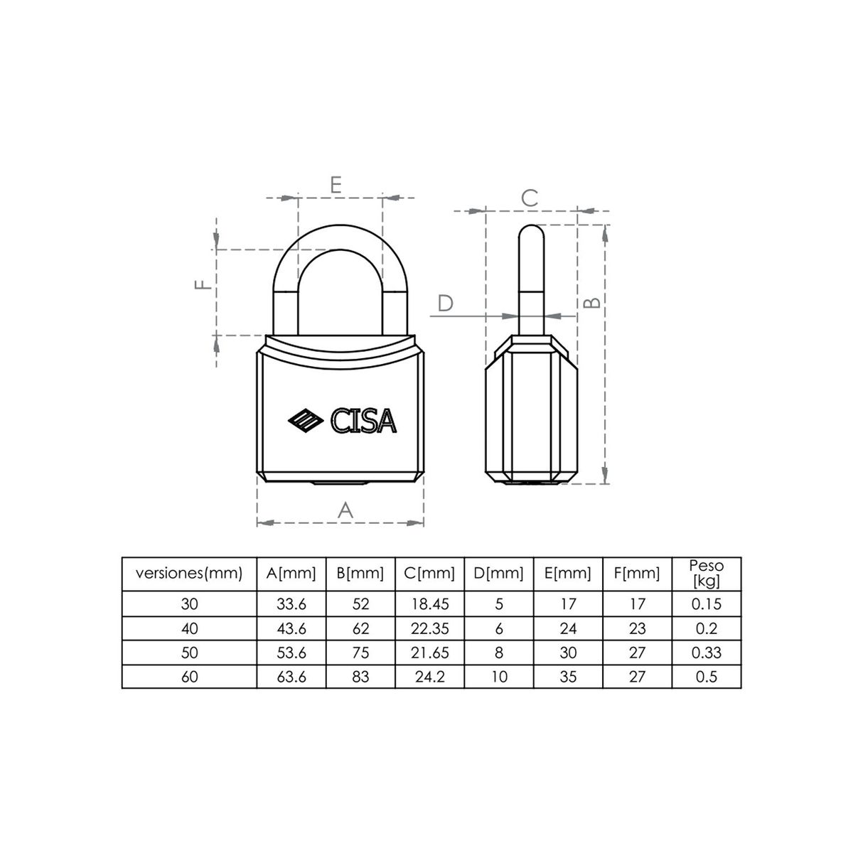 CISA - Candado Cisa Class de 30 mm
