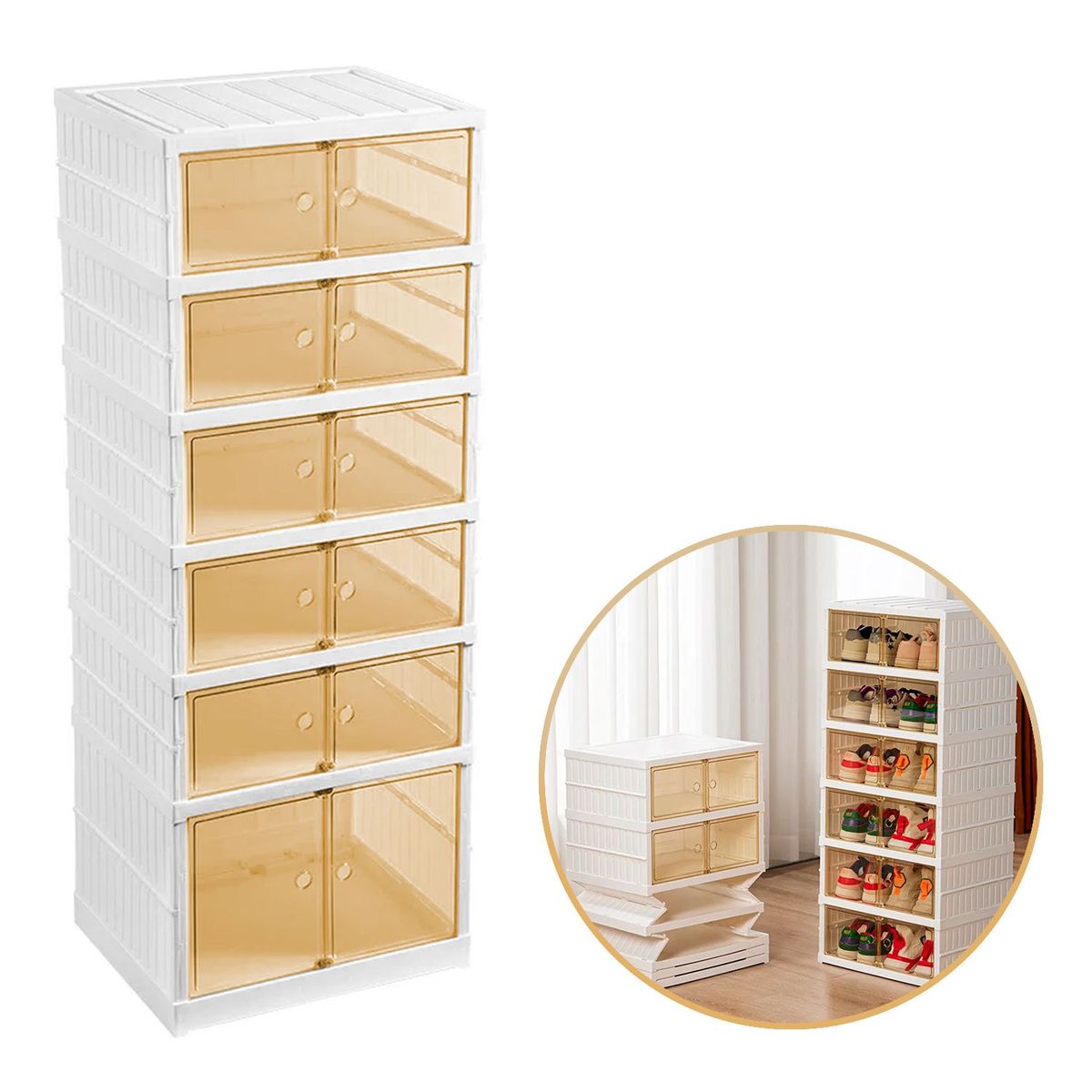 BUYPAL - Zapatero Plegable 12 Pares 6 Niveles Moderno Multifuncional