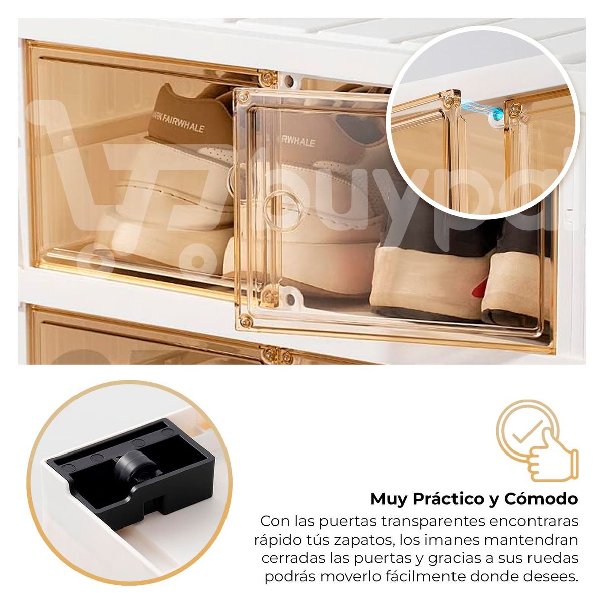 BUYPAL - Zapatero Plegable 12 Pares 6 Niveles Moderno Multifuncional