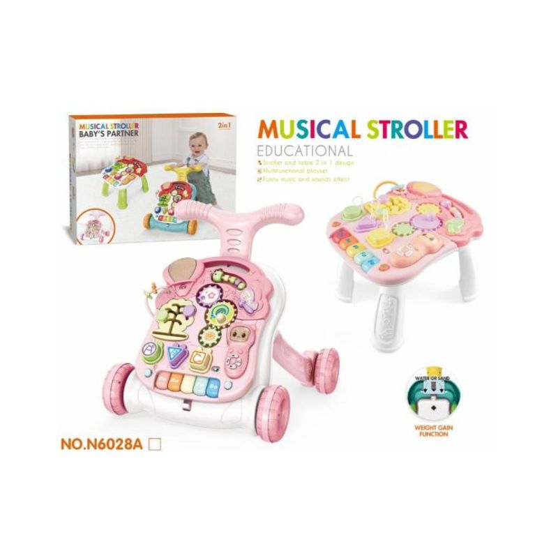 GENERICO - Caminador Multifuncional 2 en 1 con Luz y Sonido en Rosado