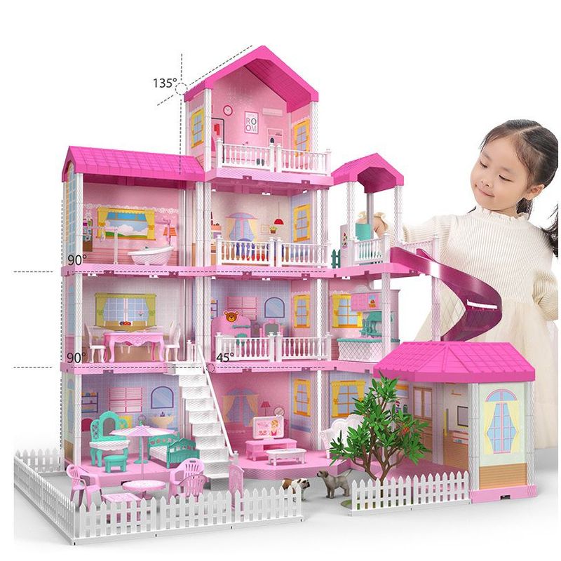 GENERICO - Dream Villa de 3 Pisos Rosado Grande 128 x 44.5 x 70.6 cm