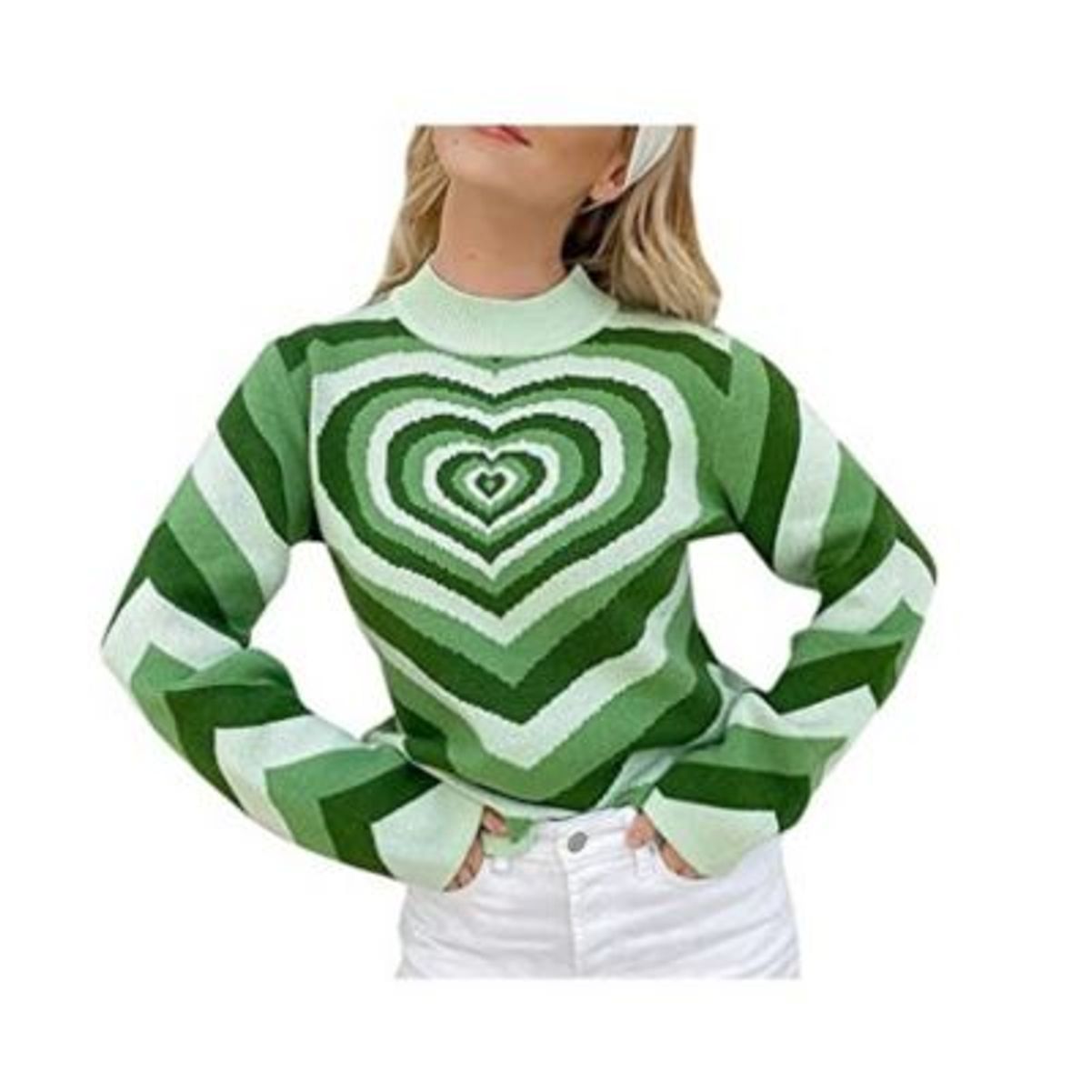 GENERICO - Jersey de hombros caídos Diseño de Corazones para Mujer