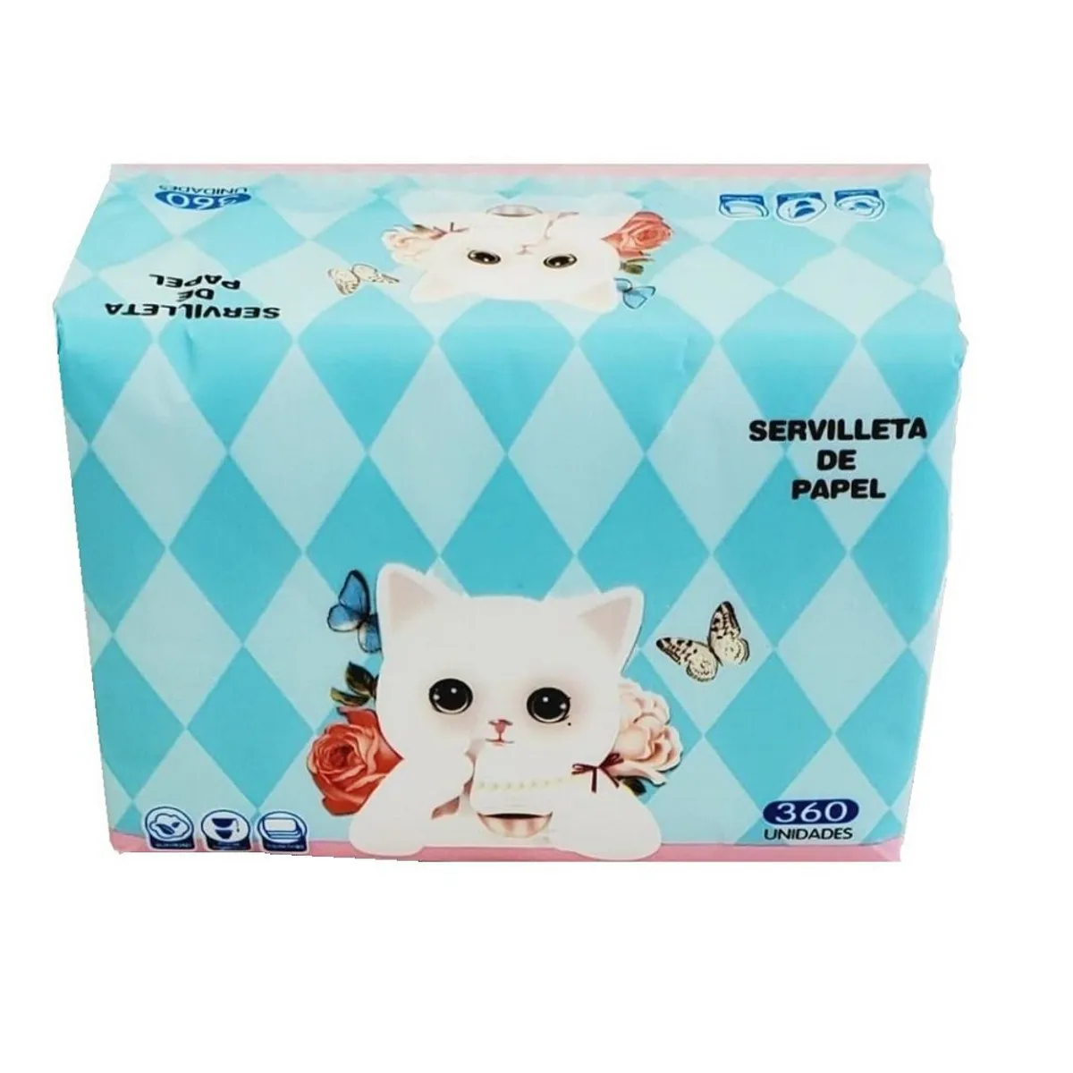 GENERICO - Set de 3 - Pañuelos Desechables/ Papel Tissue Gatito 360 unid