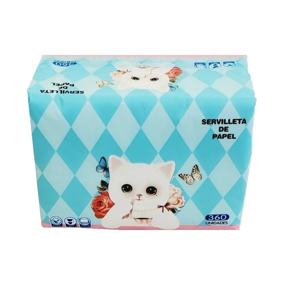 GENERICO - Set de 3 - Pañuelos Desechables/ Papel Tissue Gatito 360 unid