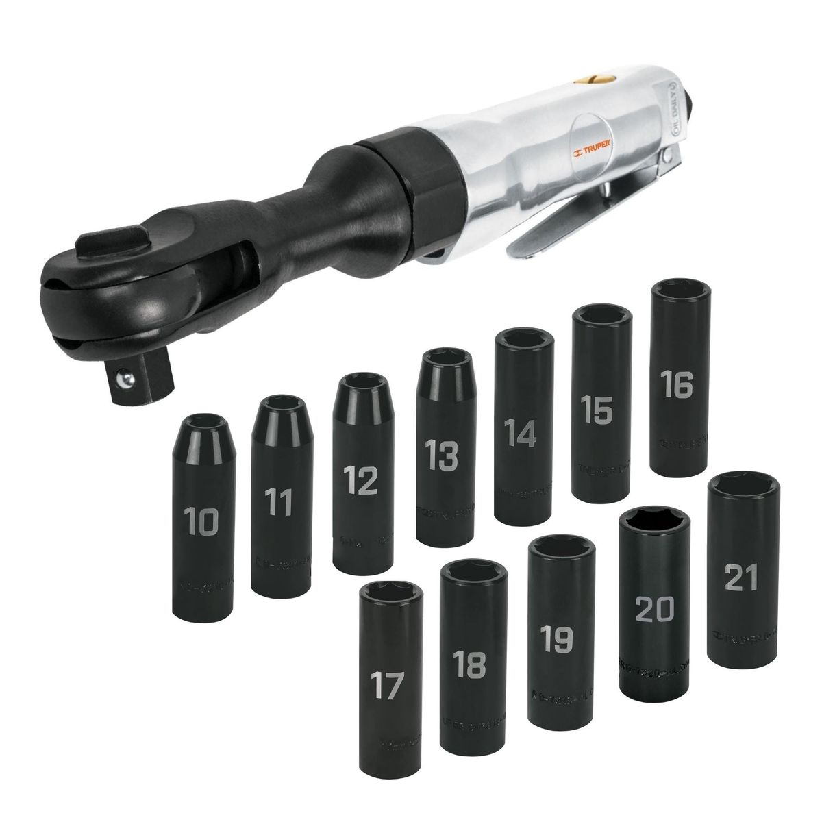 TRUPER - Kit ratchet de impacto + dados de impacto 12 piezas Truper