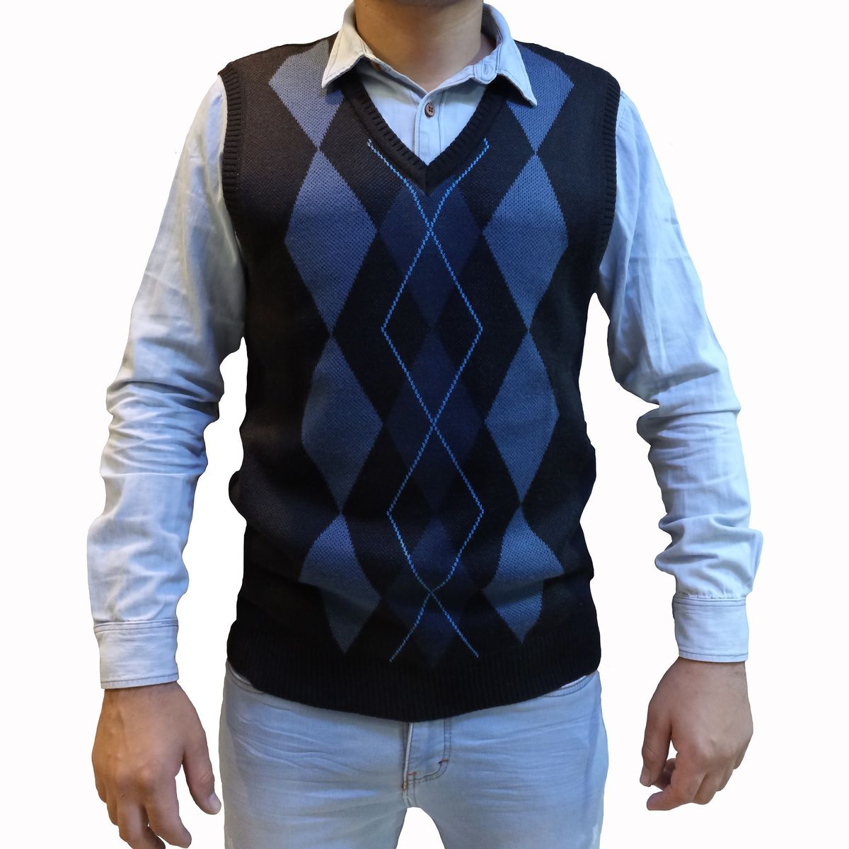 GENERICO - Pullover Rombos Para Hombre - Marrón