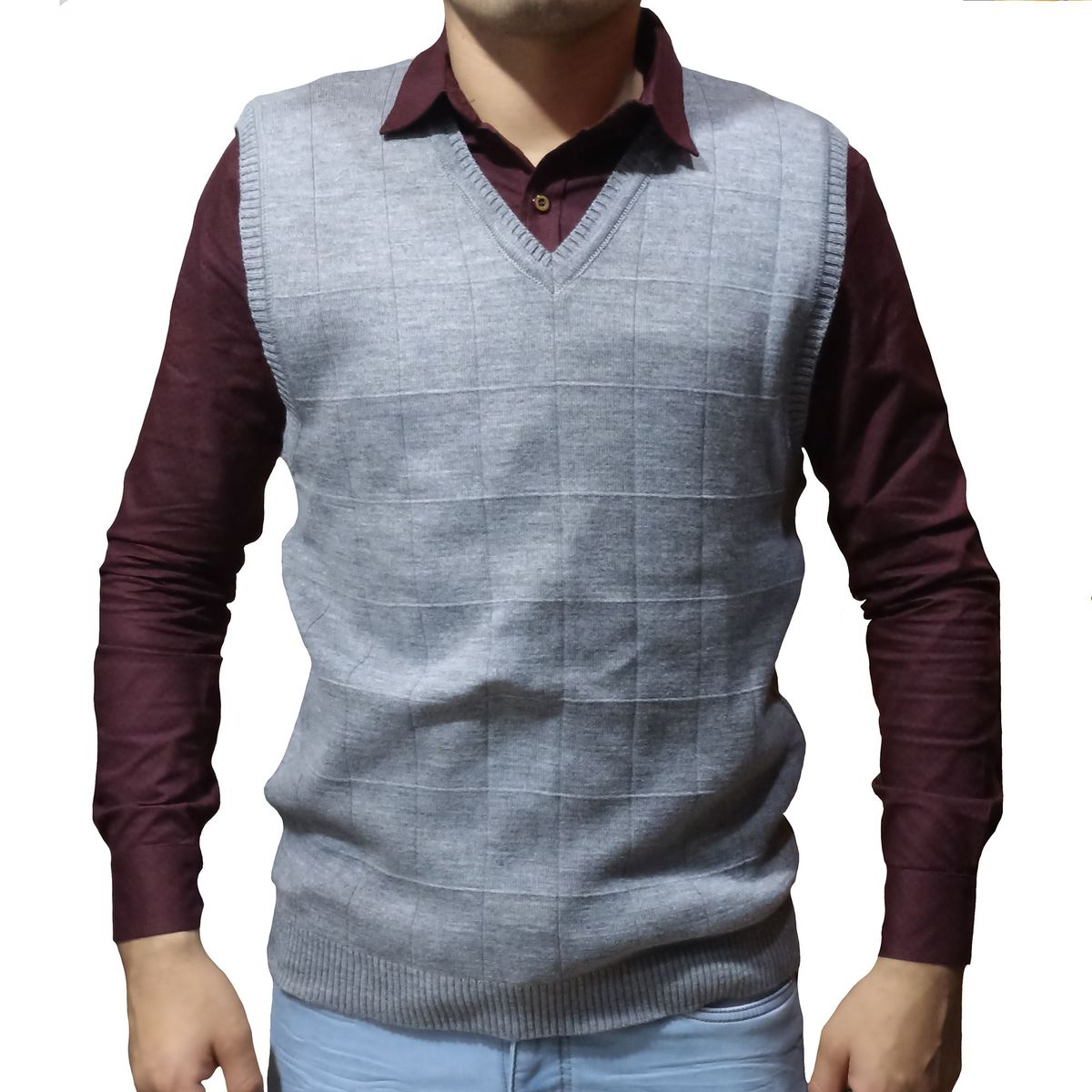 GENERICO - Pullover Cuadros Para Hombre - Plomo