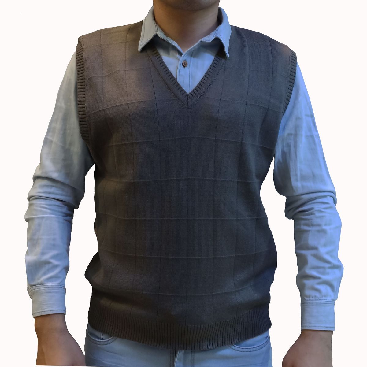 GENERICO - Pullover Cuadros Para Hombre - Gris