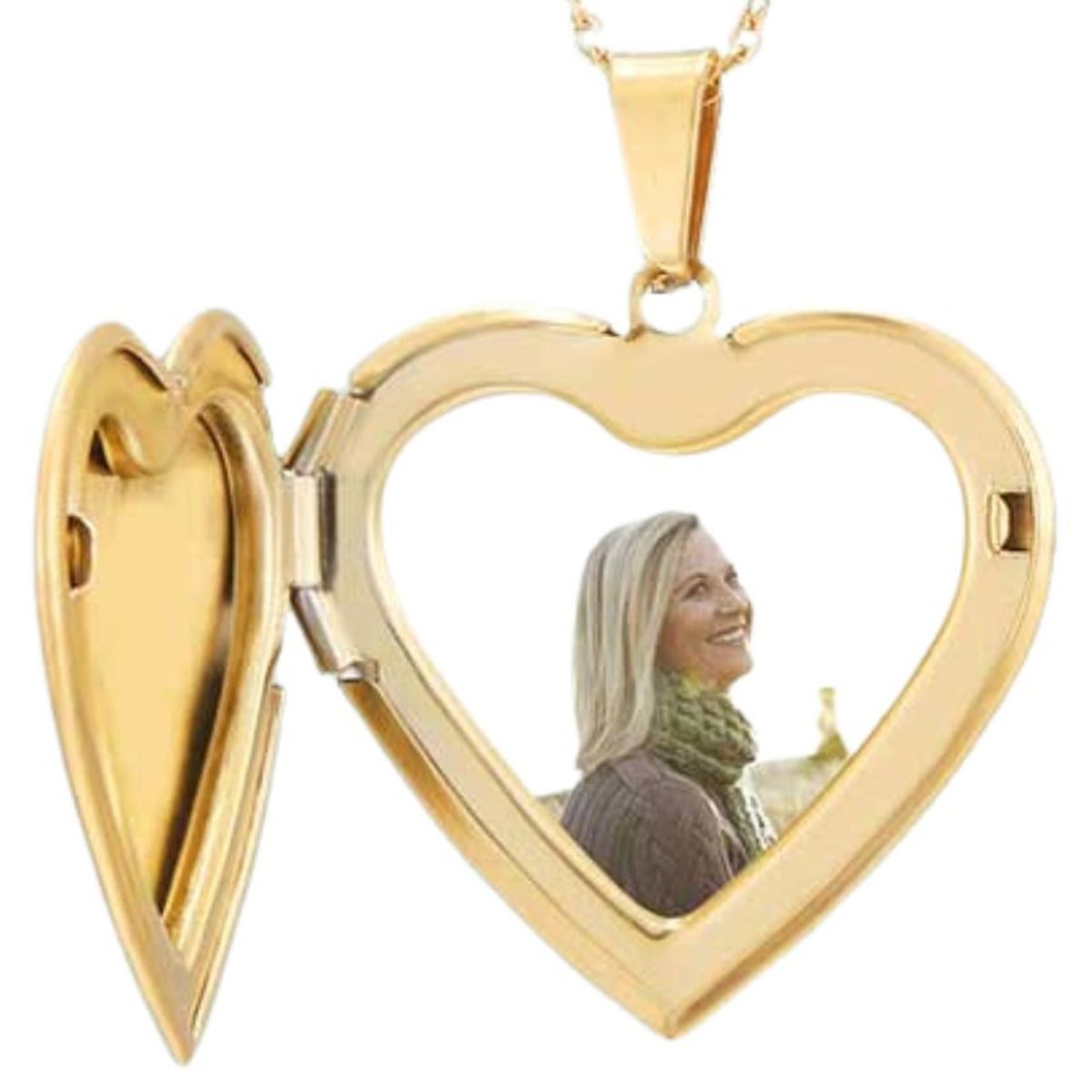 GENERICO - Collar Corazón Golden Portafoto Relicario