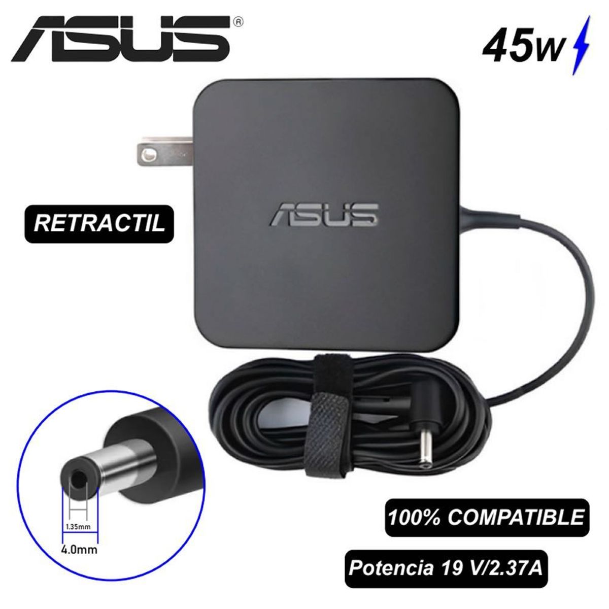GENERICO - Cargador  Asus 45W Negro 4.0X1.35Mm