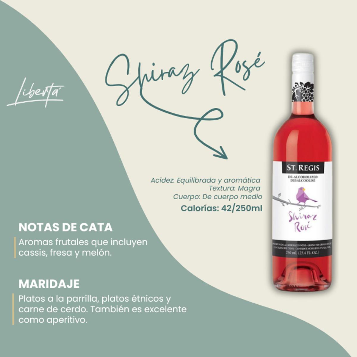 GENERICO - Vino DESALCOHOLIZADO Rosé Shiraz - Libertá
