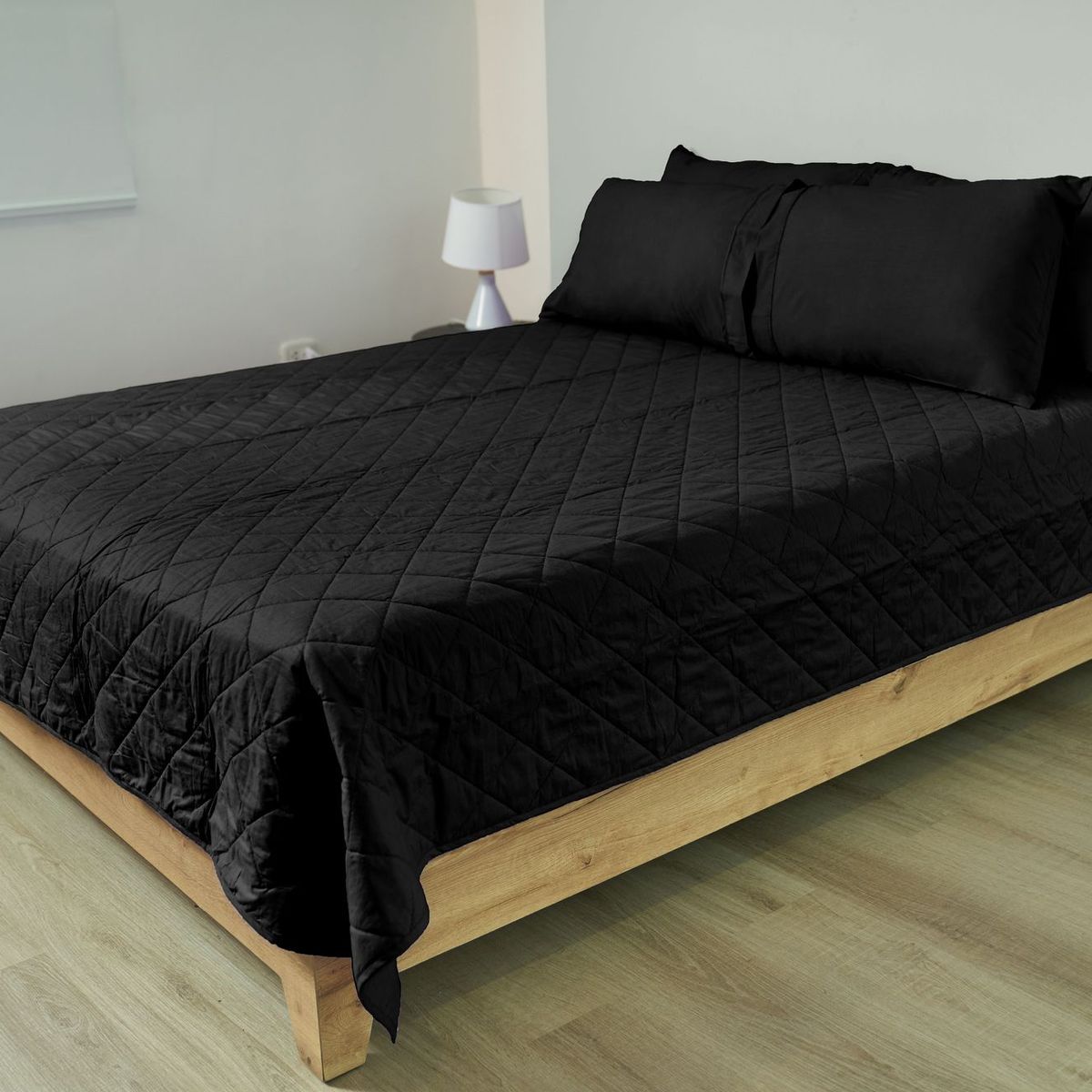 COBITEX HOME - Cubrecama Ligero 1 Plaza Negro Cobitex 100% Algodón.