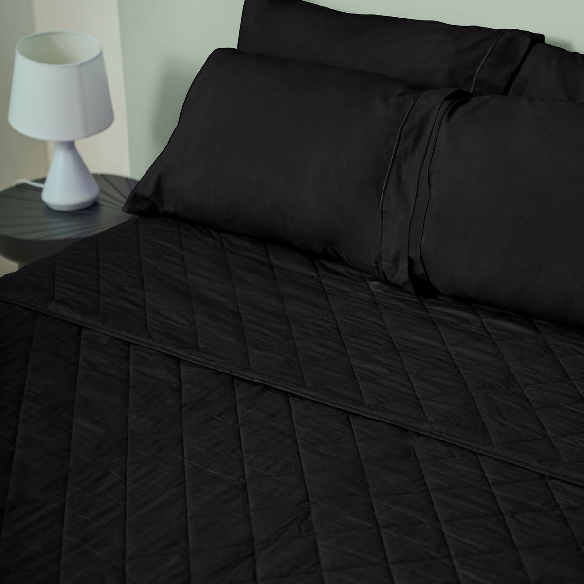 COBITEX HOME - Cubrecama Ligero 1 Plaza Negro Cobitex 100% Algodón.