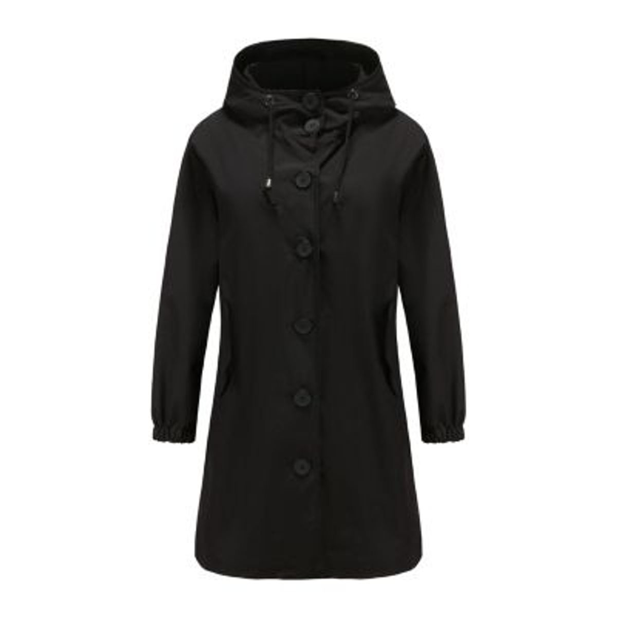 BLWOENS - Chaqueta Cortavientos para mujer abrigo largo informal-Negro