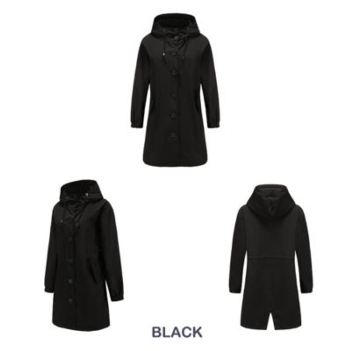 BLWOENS - Chaqueta Cortavientos para mujer abrigo largo informal-Negro