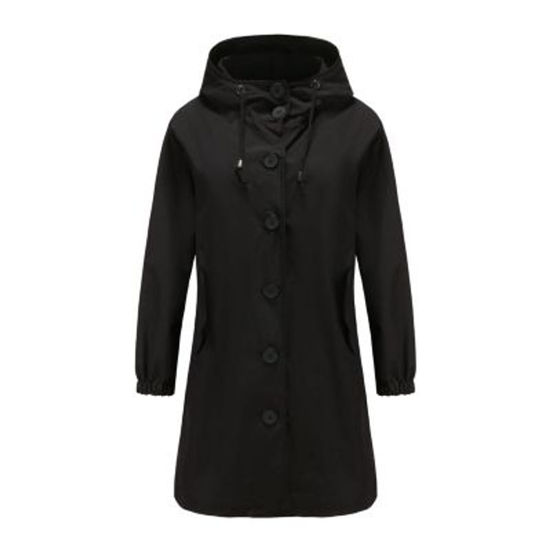 BLWOENS - Chaqueta Cortavientos para mujer abrigo largo informal-Negro