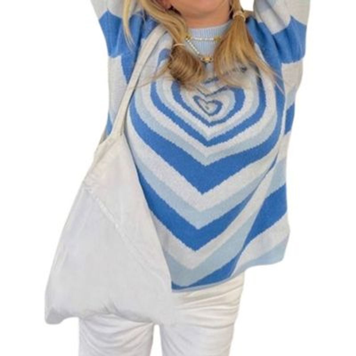 BLWOENS - Chompa oversize de corazon - Celeste