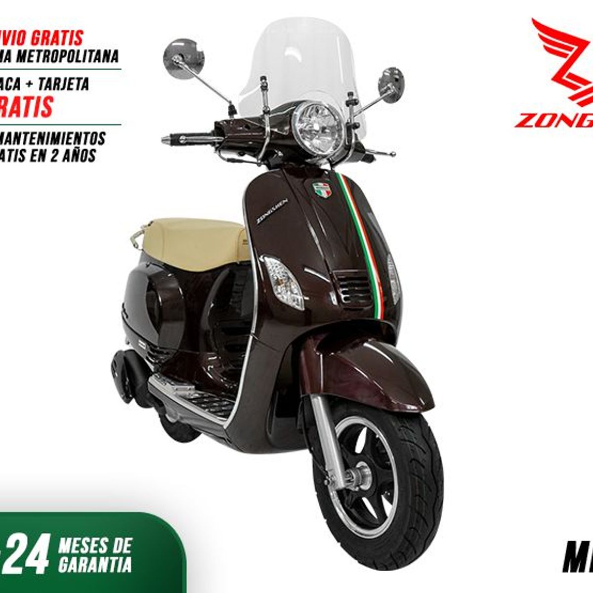 ZONGSHEN - MOTO SCOOTER ZONGSHEN ESTILO RETRO MILANO 125CC ROJO