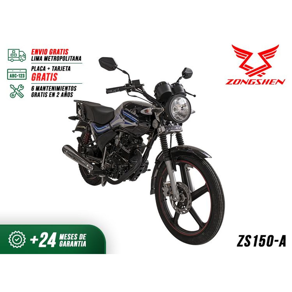 ZONGSHEN - MOTO PARA DELIVERY RENDIDORA ZS150-A NEGRA