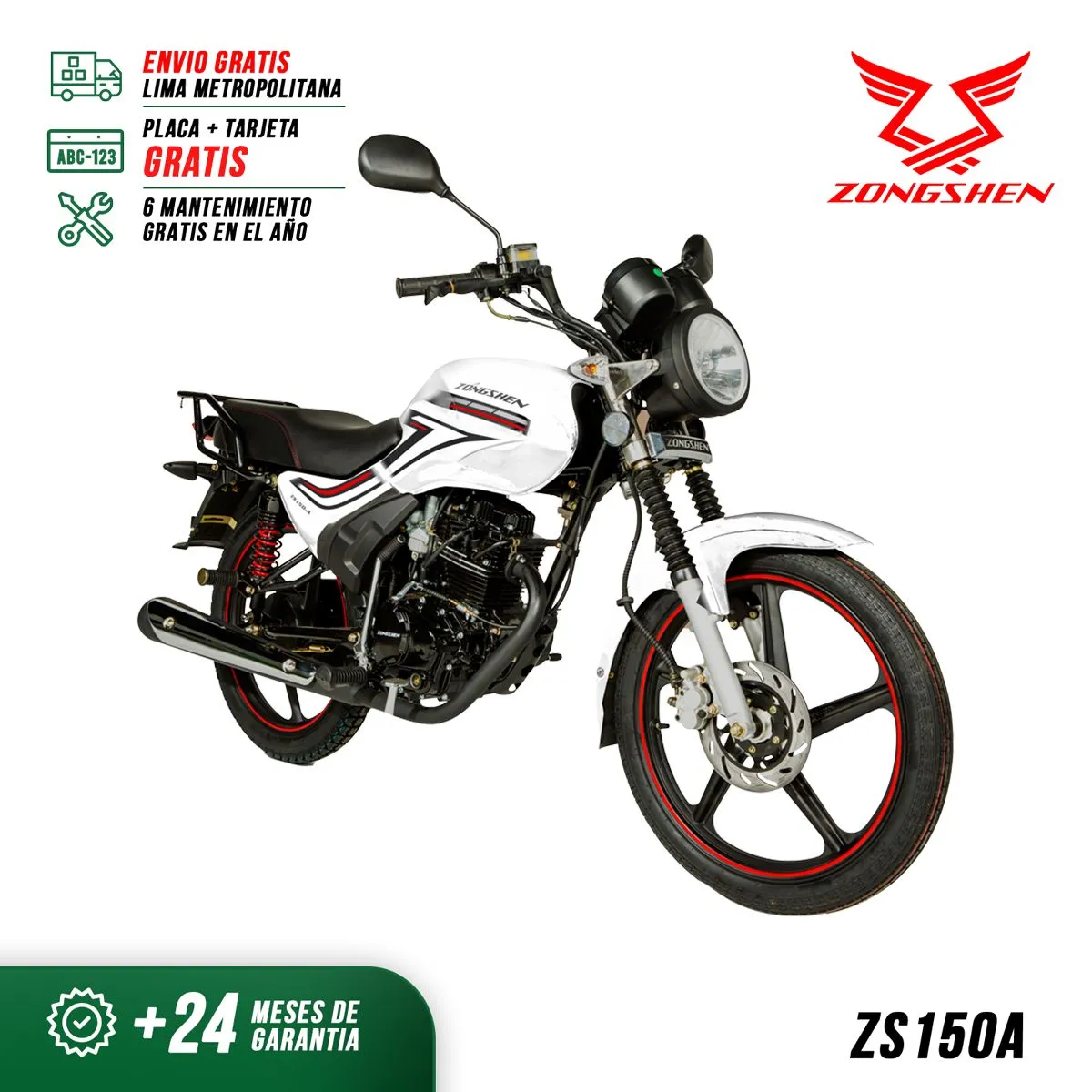 ZONGSHEN - MOTO PARA DELIVERY RENDIDORA ZS150-A BLANCA