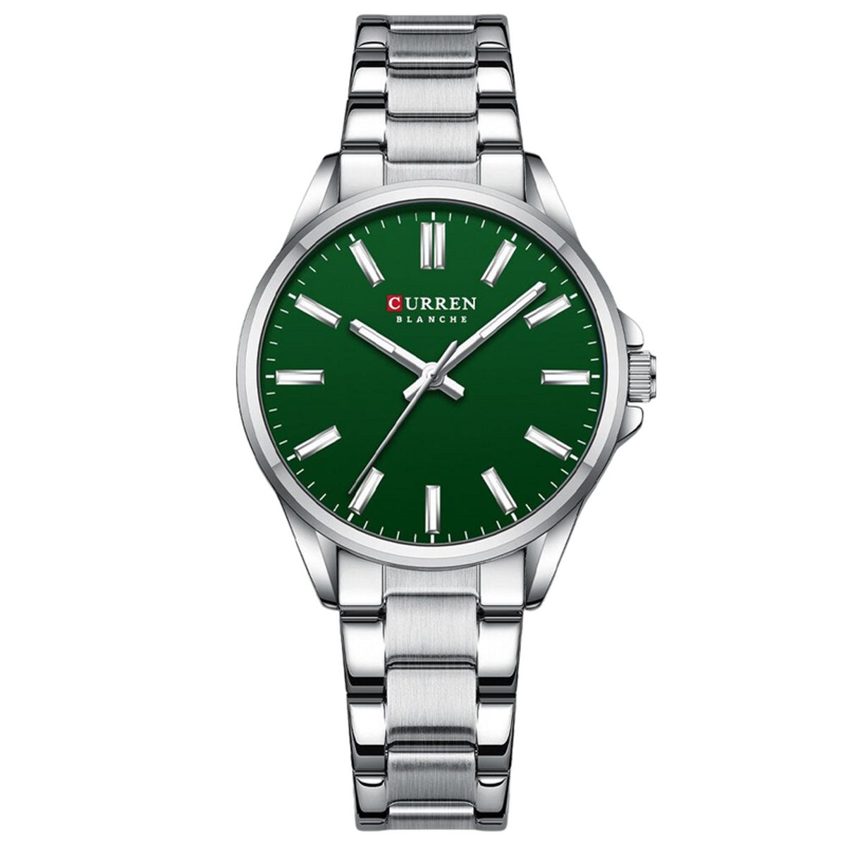 GENERICO - RELOJ CURREN  MUJER  BLANCO Y VERDE PLATEADO 9090