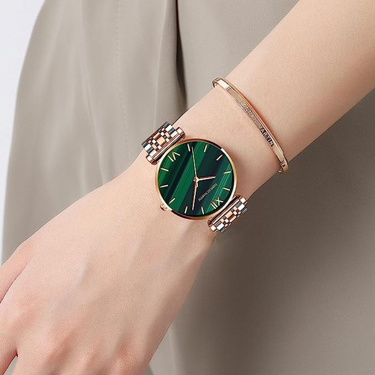 GENERICO - RELOJ MUJER HANNAN MARTIN ROSA Y VERDE 1251