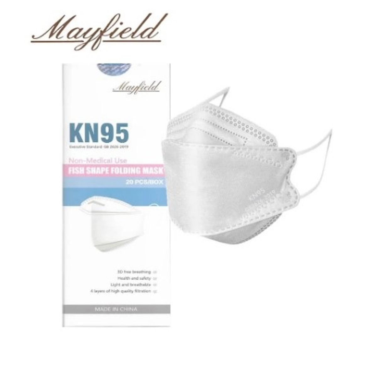 MAYFIELD - MASCARILLA MAYFIELD KN95 FISH SHAPE 20 unid empaque individual