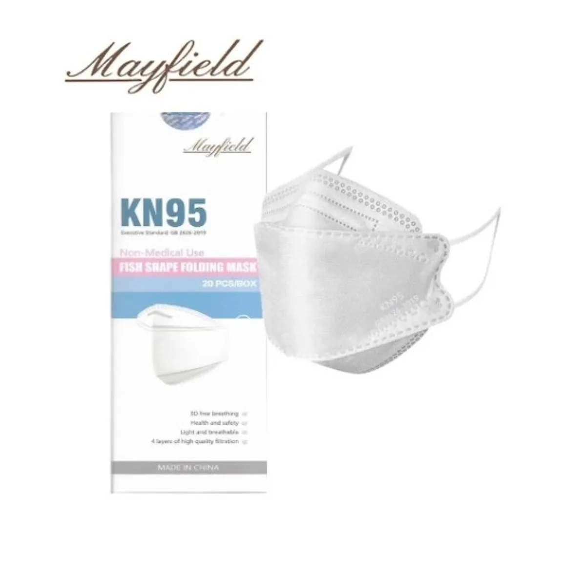 MAYFIELD - MASCARILLA MAYFIELD KN95 FISH SHAPE 20 unid empaque individual