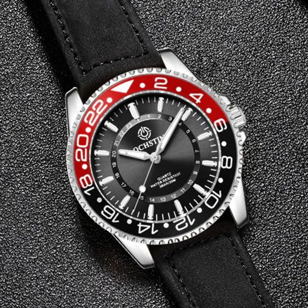 OCHSTIN - RELOJ OCHSTIN NEGRO Y ROJO CUERO  7019G