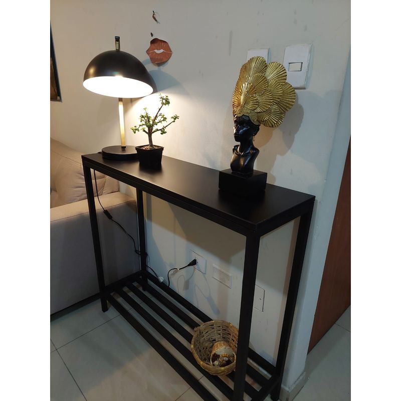 GENERICO - Recibidor de sala color negro 2 niveles de metal 100x30x93