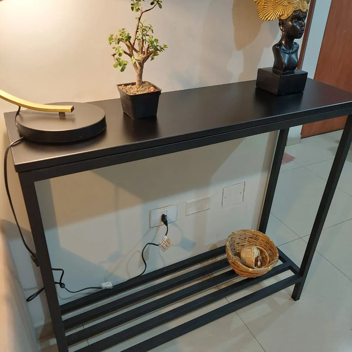 GENERICO - Recibidor de sala color negro 2 niveles de metal 100x30x93