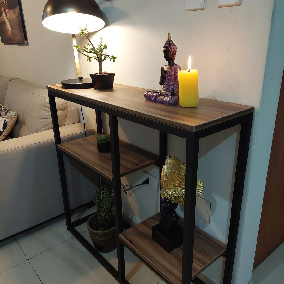 GENERICO - Recibidor de sala de 3 niveles nogal 100x30x93