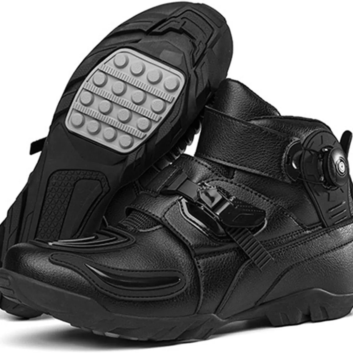 GENERICO - BOTAS DE MOTO DE CUERO PARA HOMBRE NEGRO